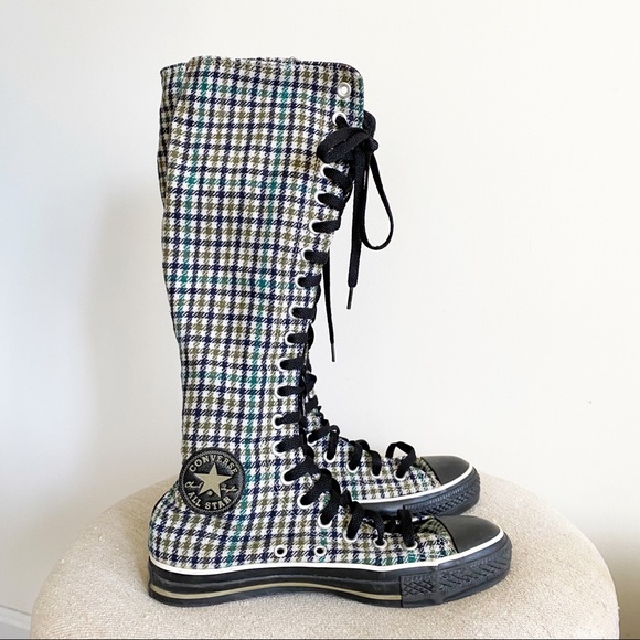 checkered knee high converse